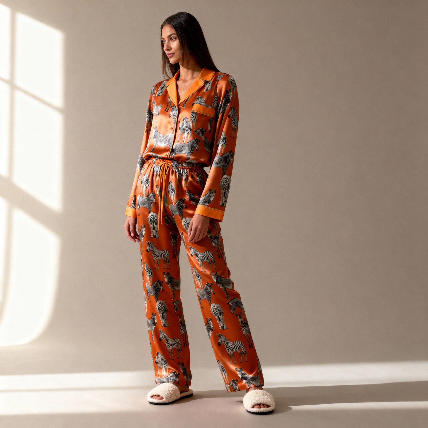 Zias Zebras Silk Pajama Top