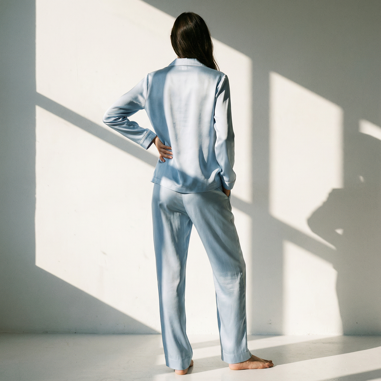 Cool Summer Silk Pajama Shirt in Steel Blue | Seasonal Color Analysis