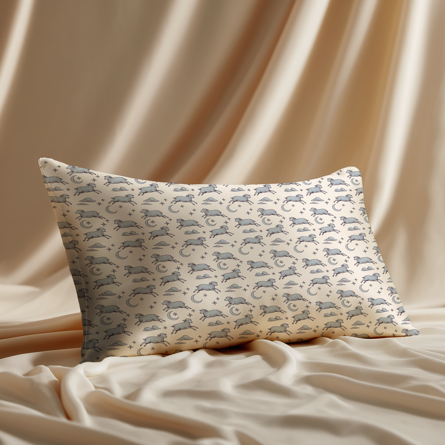 Counting Sheep Silk Pillowcase in Moonbeam
