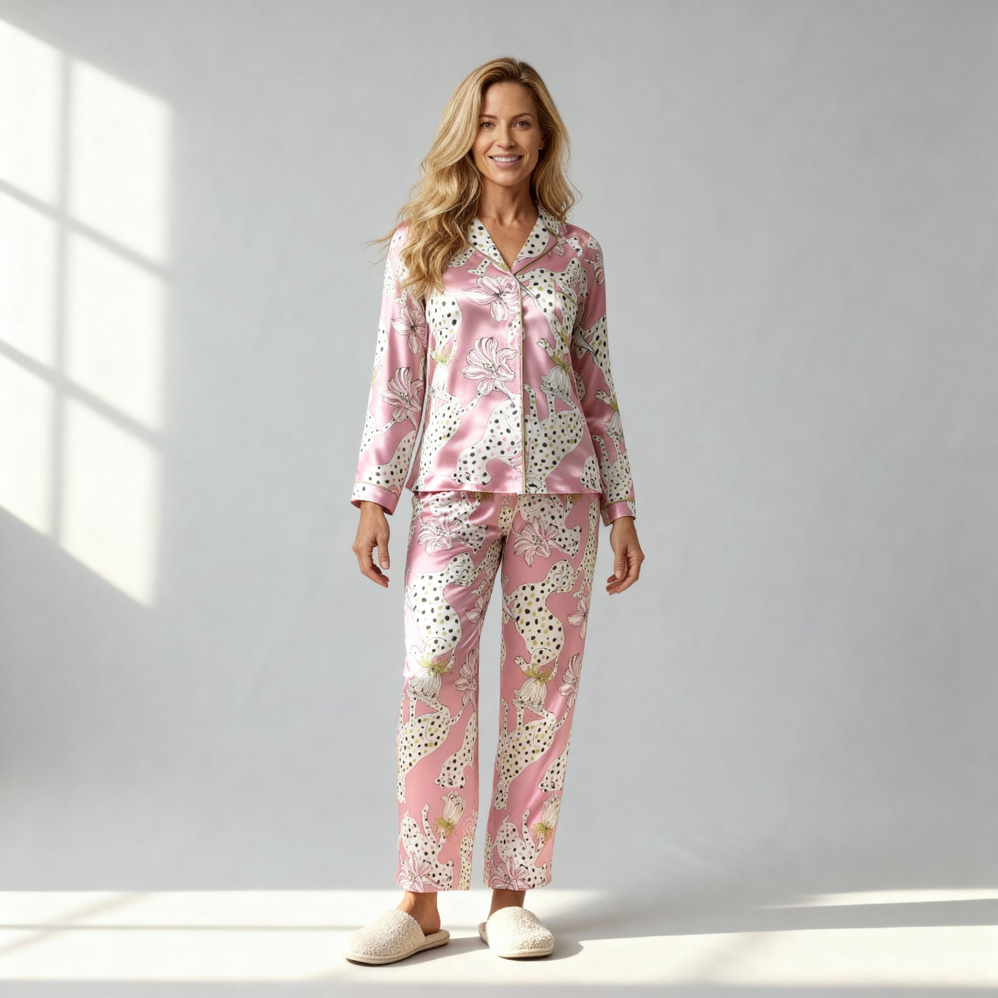 Sketching Summer Silk Pajama Top in Pink