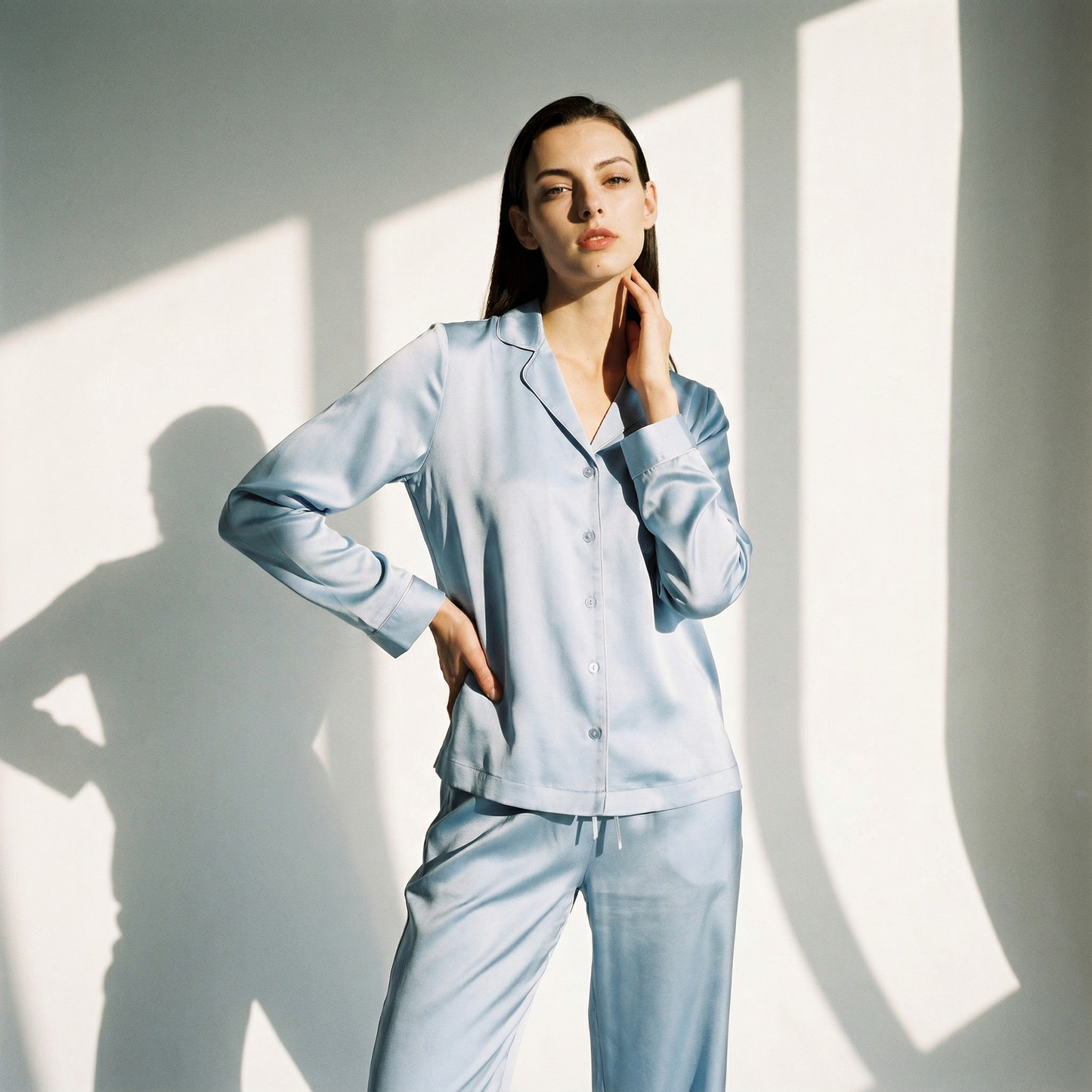 Cool Summer Silk Pajama Pants in Steel Blue | Seasonal Color Analysis