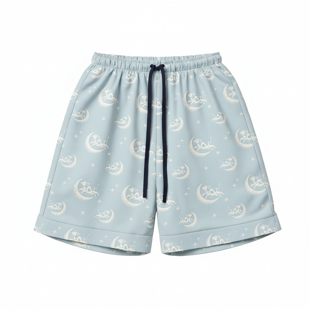 Over the Moon Flannel Pajama Shorts in Moonstone