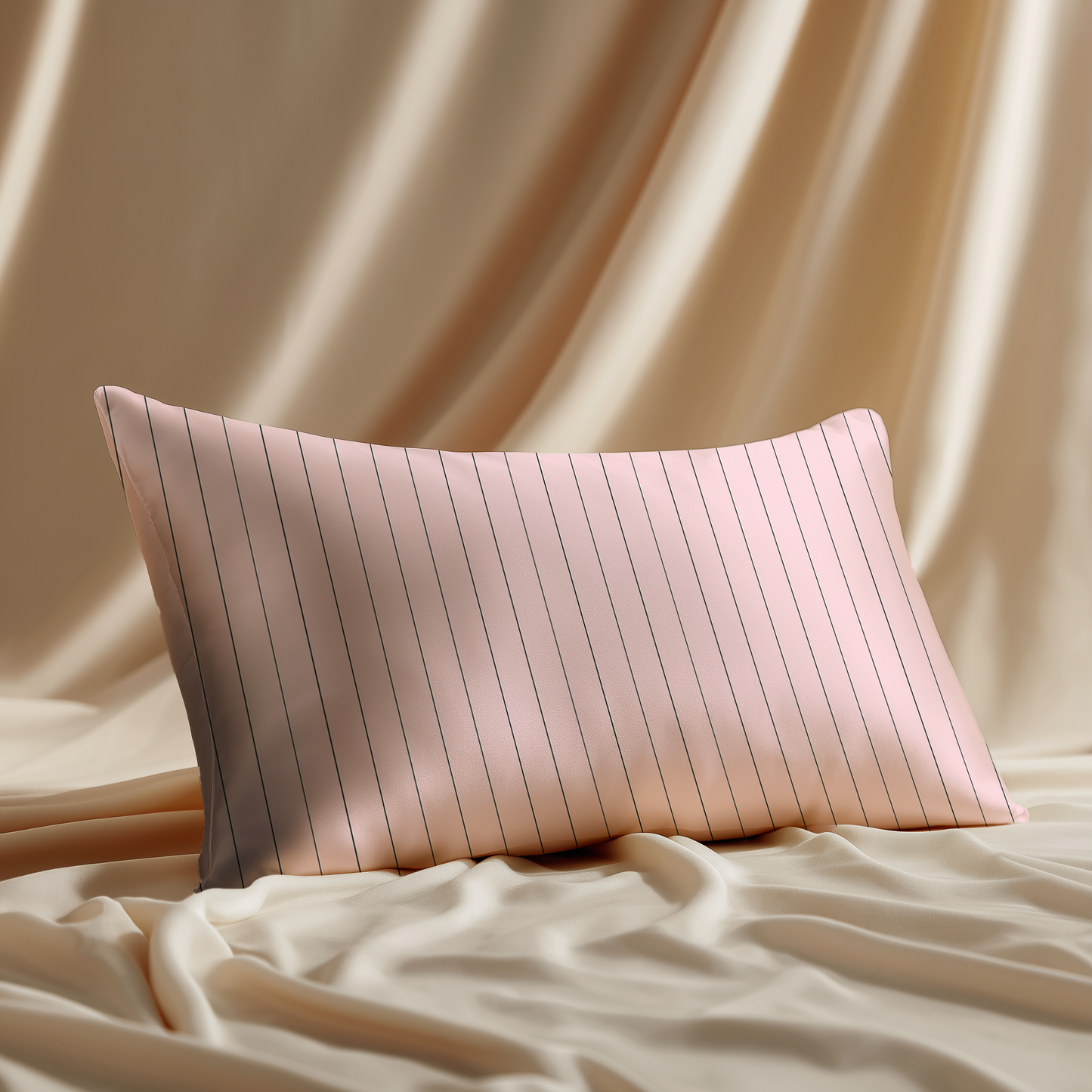 Classic Stripe Silk Pillowcase in Bubblegum
