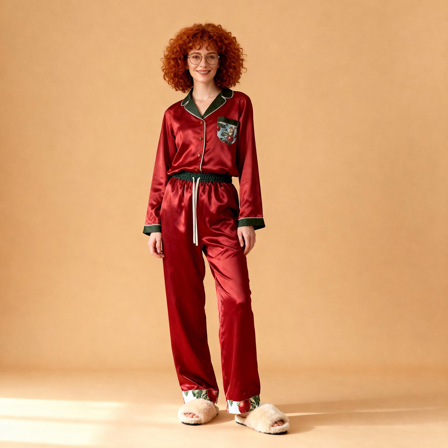 Orchard Mischief Silk Pajama Pants in Classic