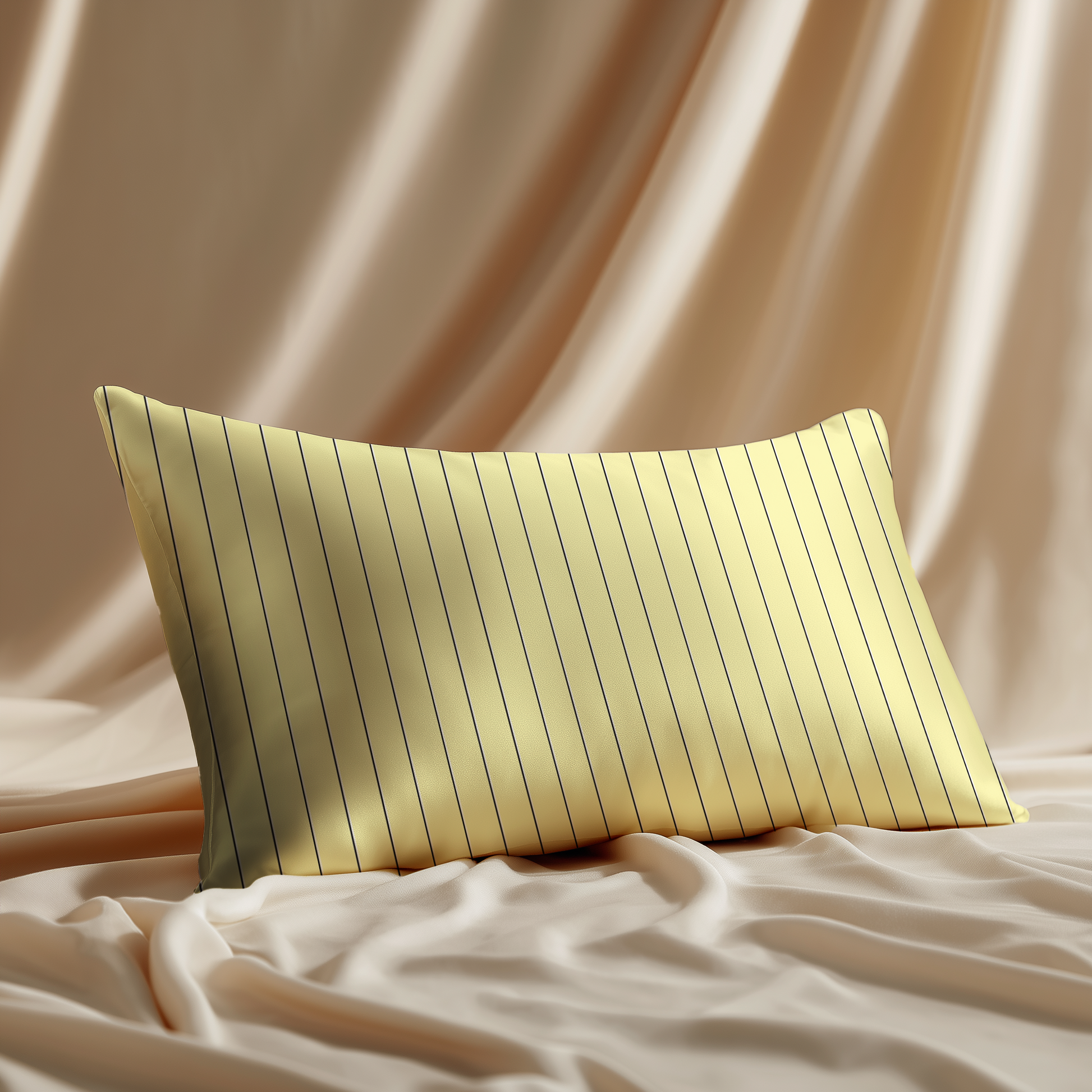 Classic Stripe Silk Pillowcase in Butter