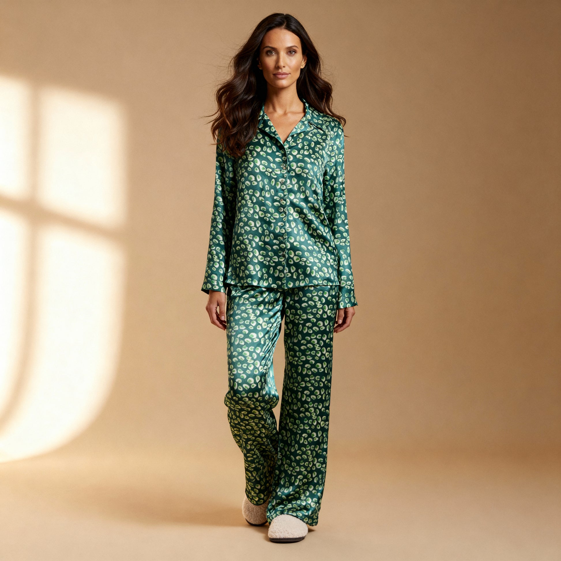 Leopard Silk Pajama Top in Aventurine