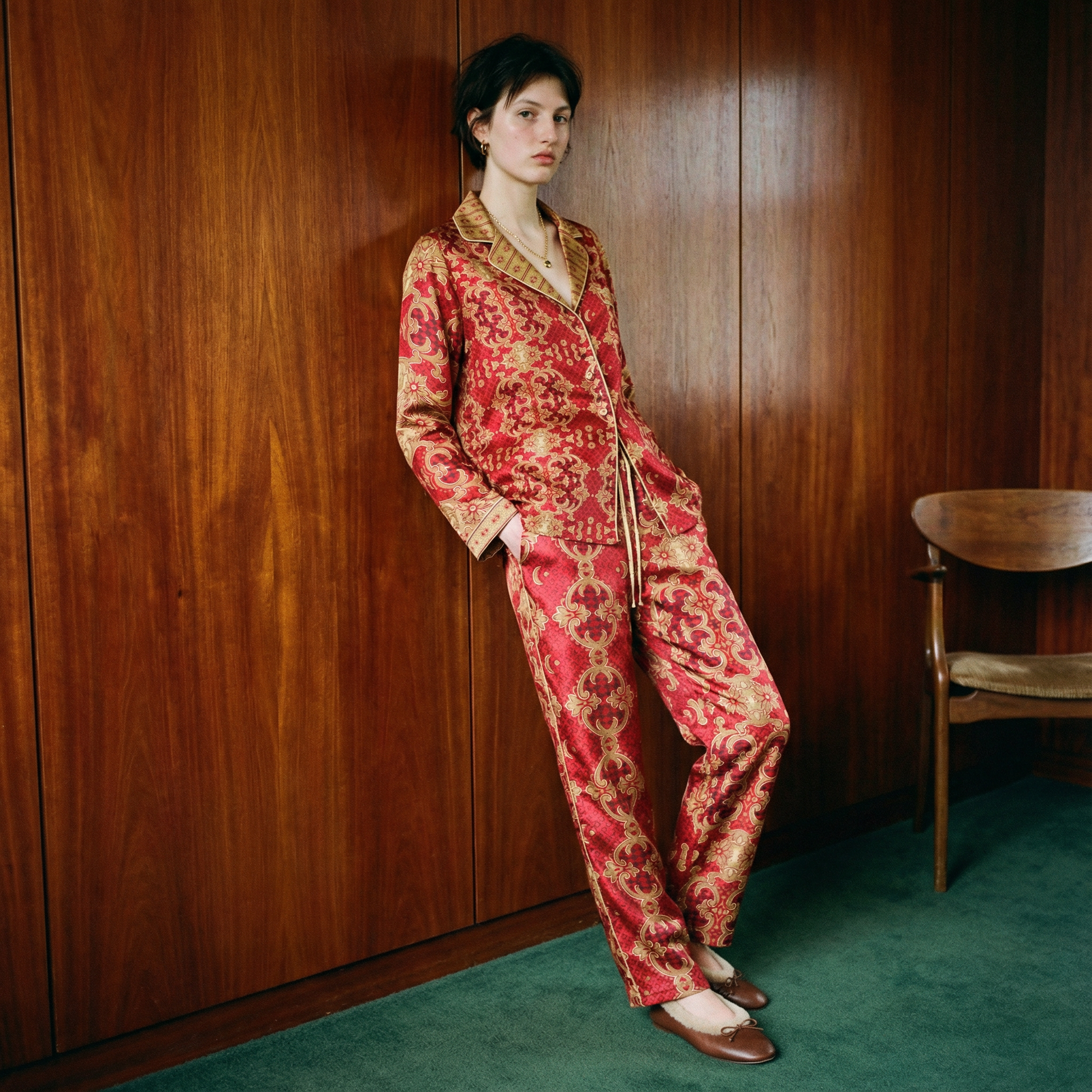 Palazzo Rosso Silk Pajama Pants in Treasury