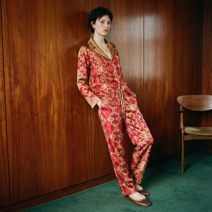Palazzo Rosso Silk Pajama Pants in Treasury