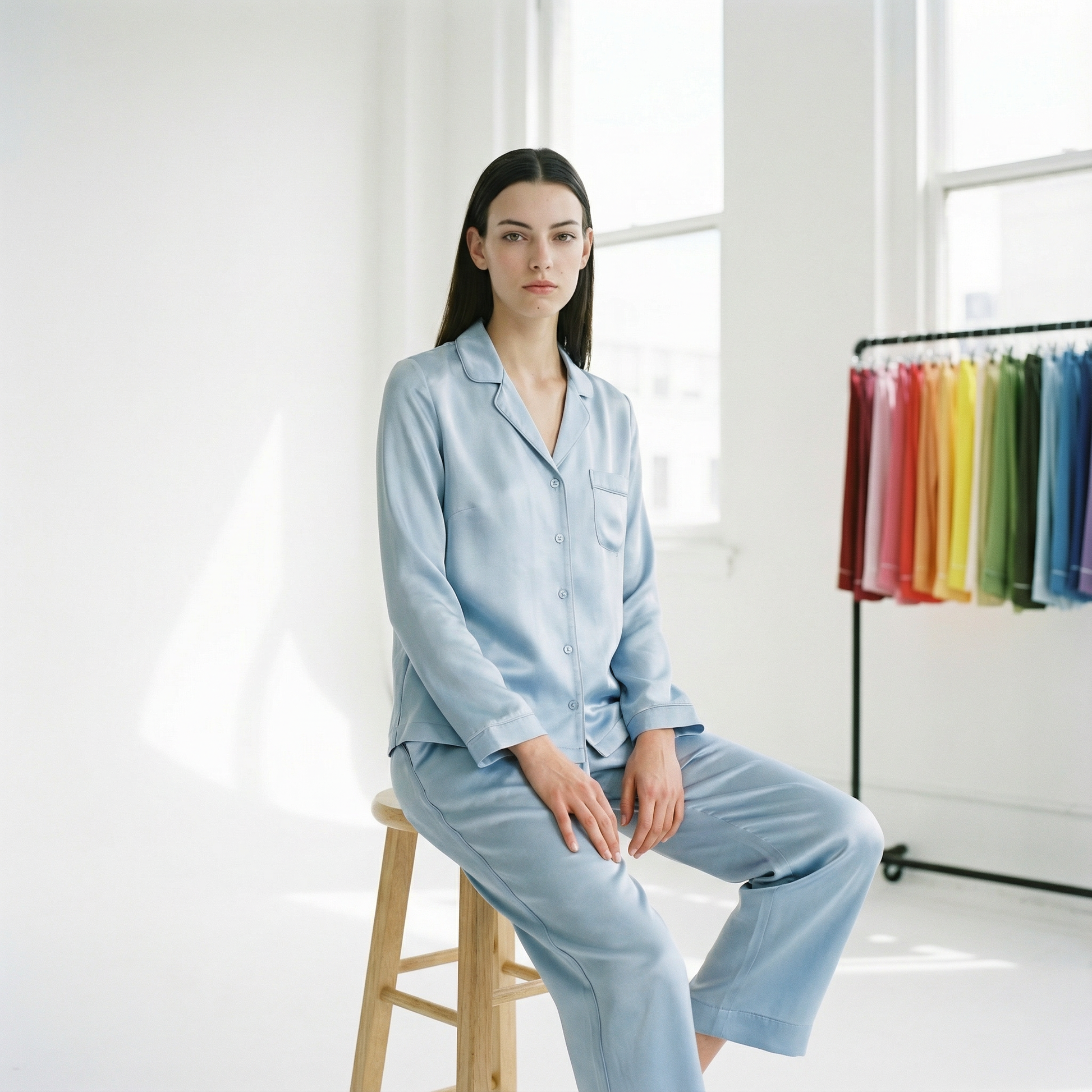 Cool Summer Silk Pajama Shirt in Steel Blue | Seasonal Color Analysis