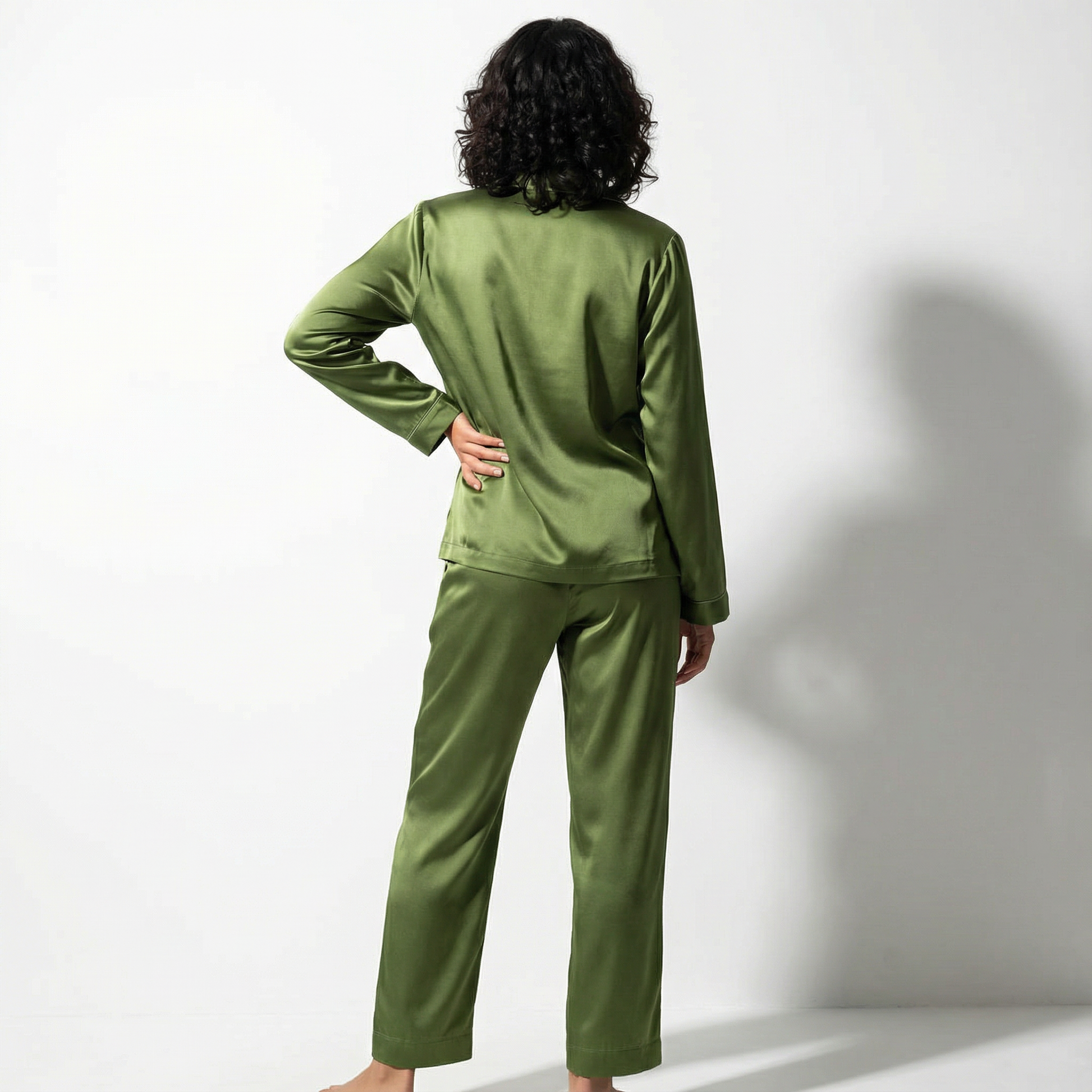 Deep Autumn Silk Pajama Pants in Olive | Seasonal Color Analysis
