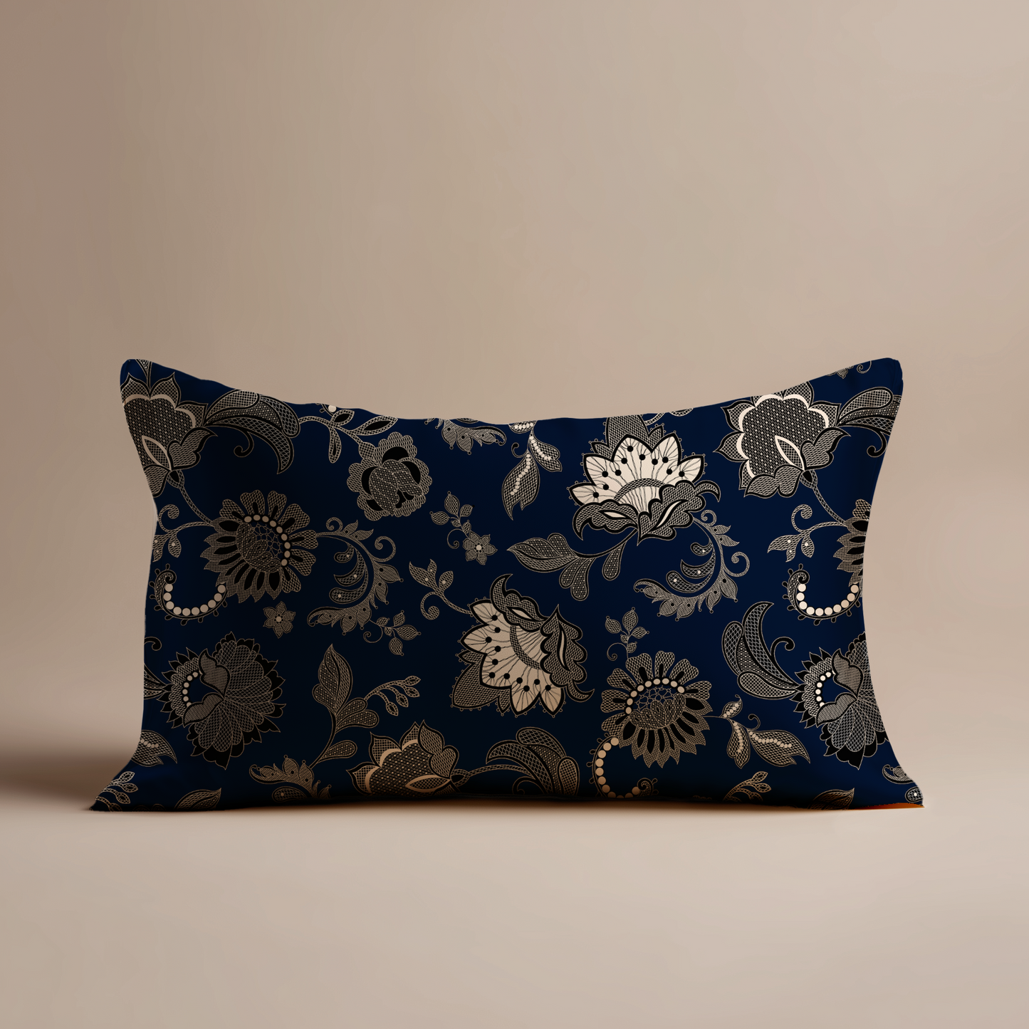 Legacy Lace Silk Pillowcase in Navy