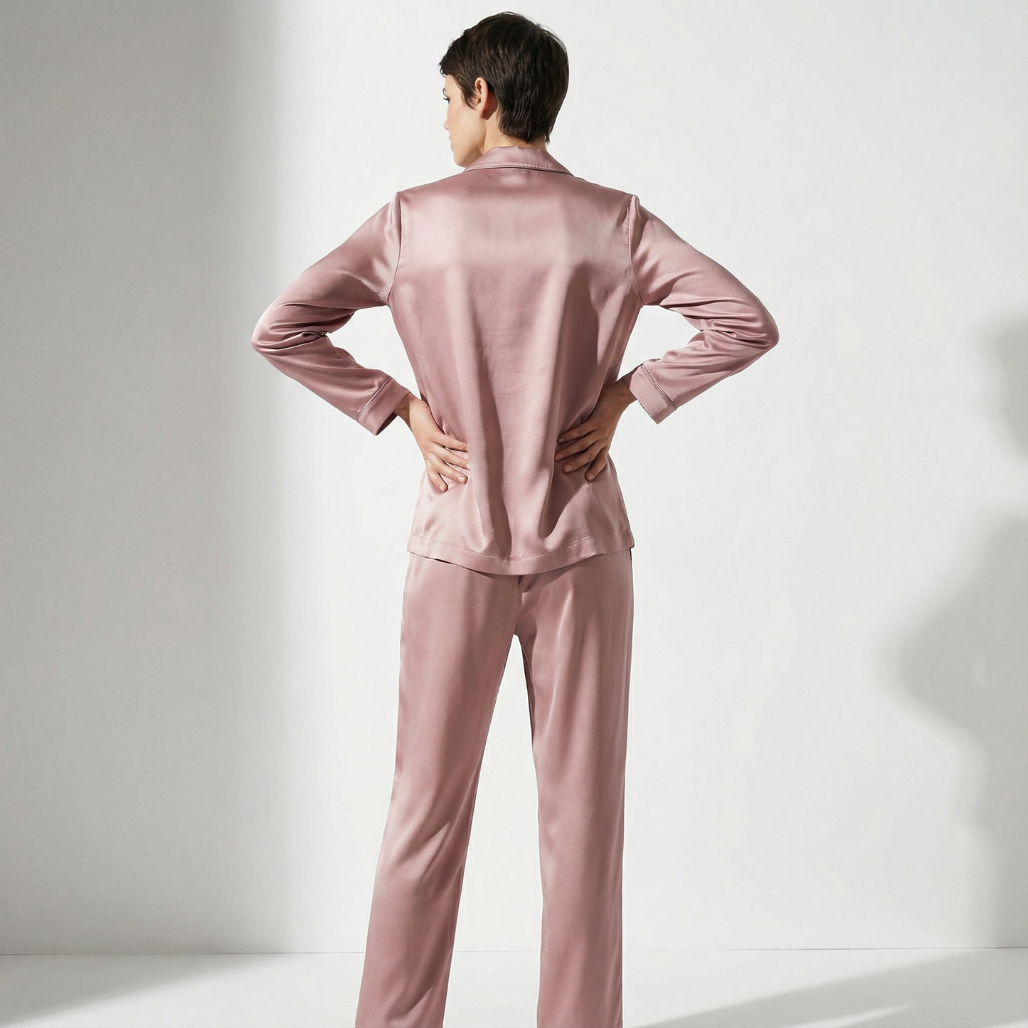 Soft Autumn Silk Pajama Pants in Rosy Brown | Seasonal Color Analysis