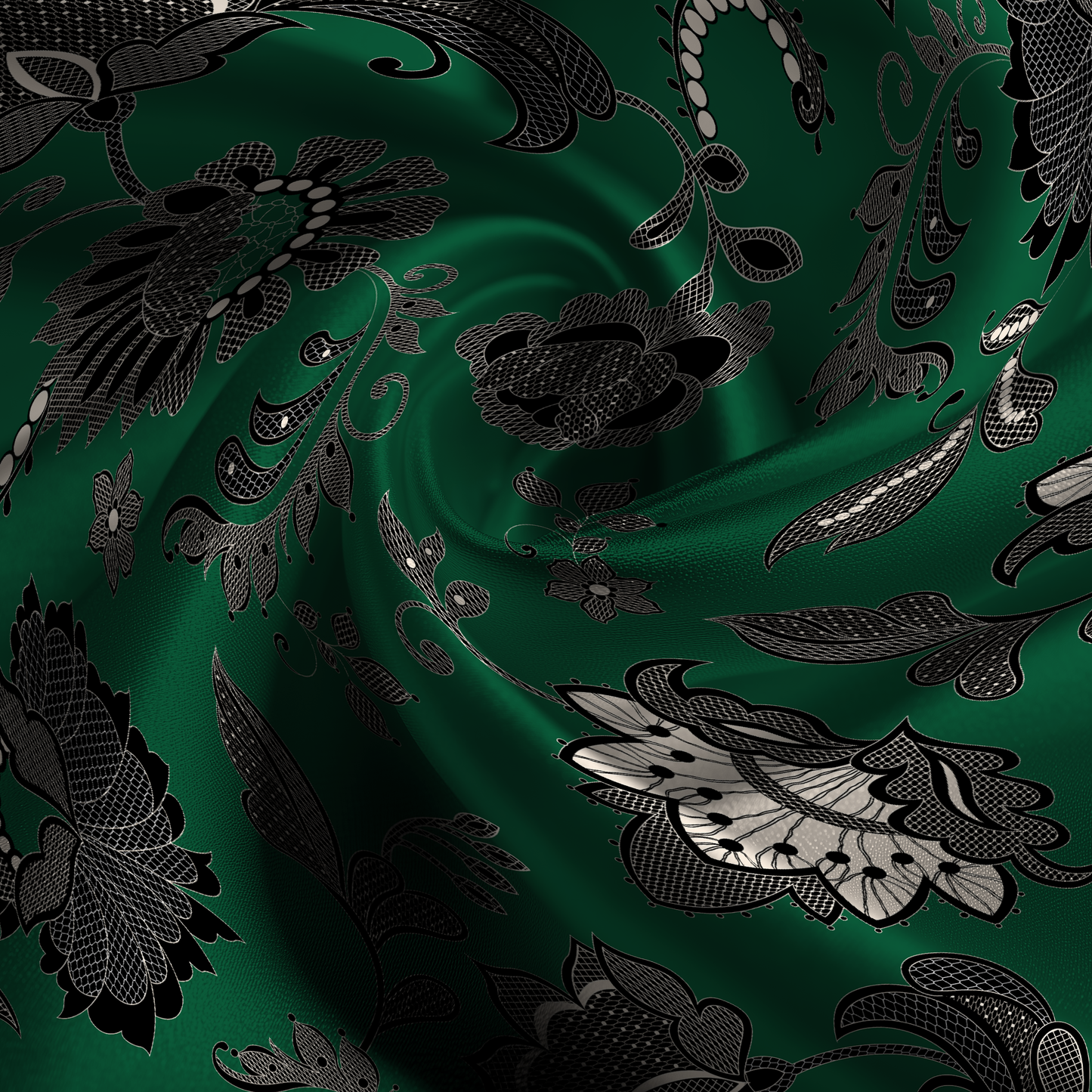 Legacy Lace Silk Pillowcase in Evergreen