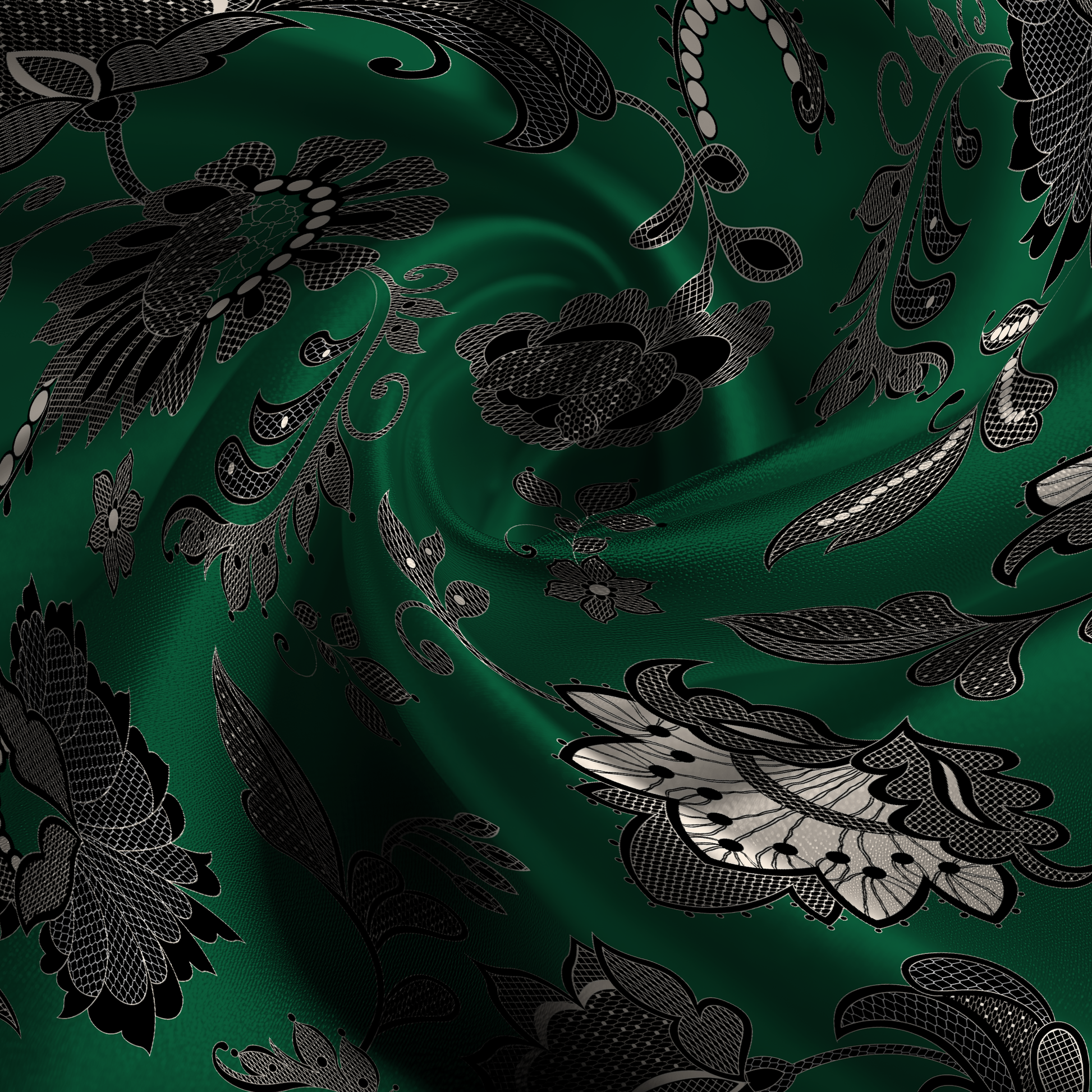 Legacy Lace Silk Pillowcase in Evergreen
