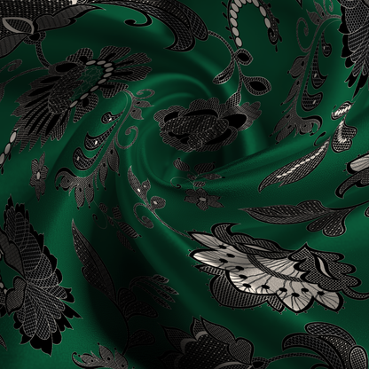 Legacy Lace Silk Pillowcase in Evergreen