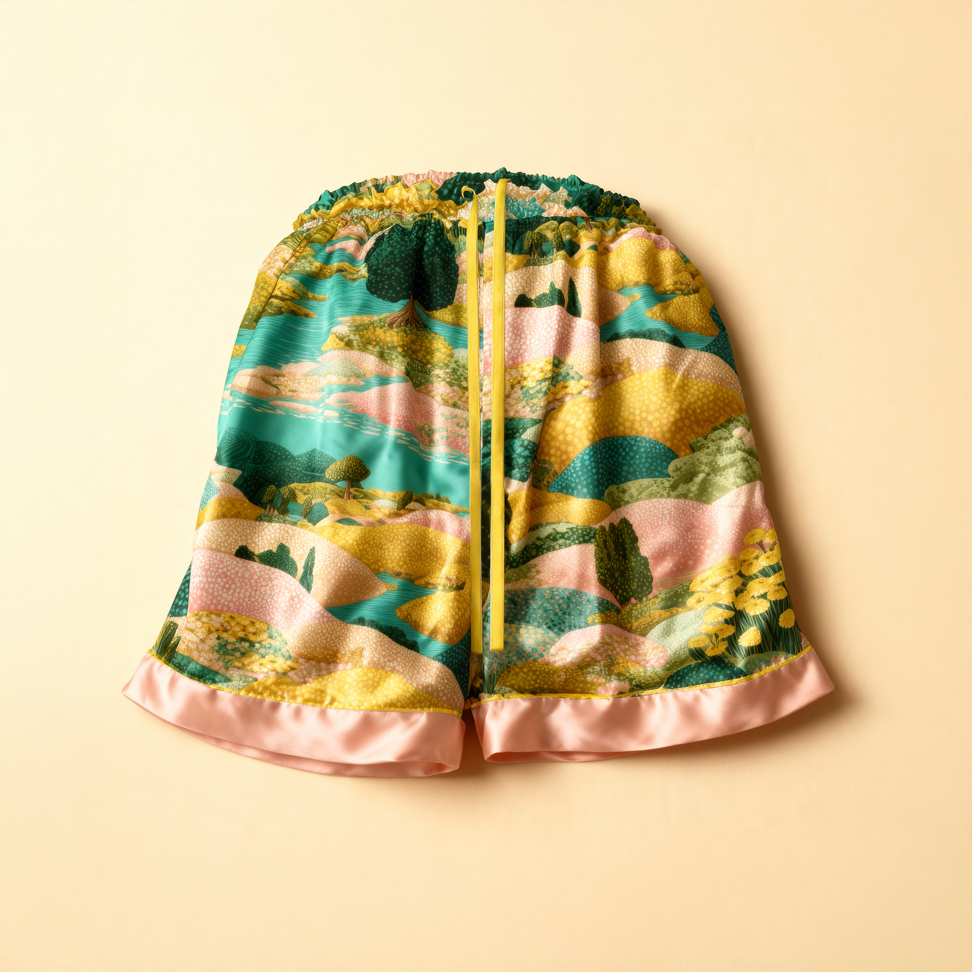 Meadow Silk Pajama Shorts in Early Spring