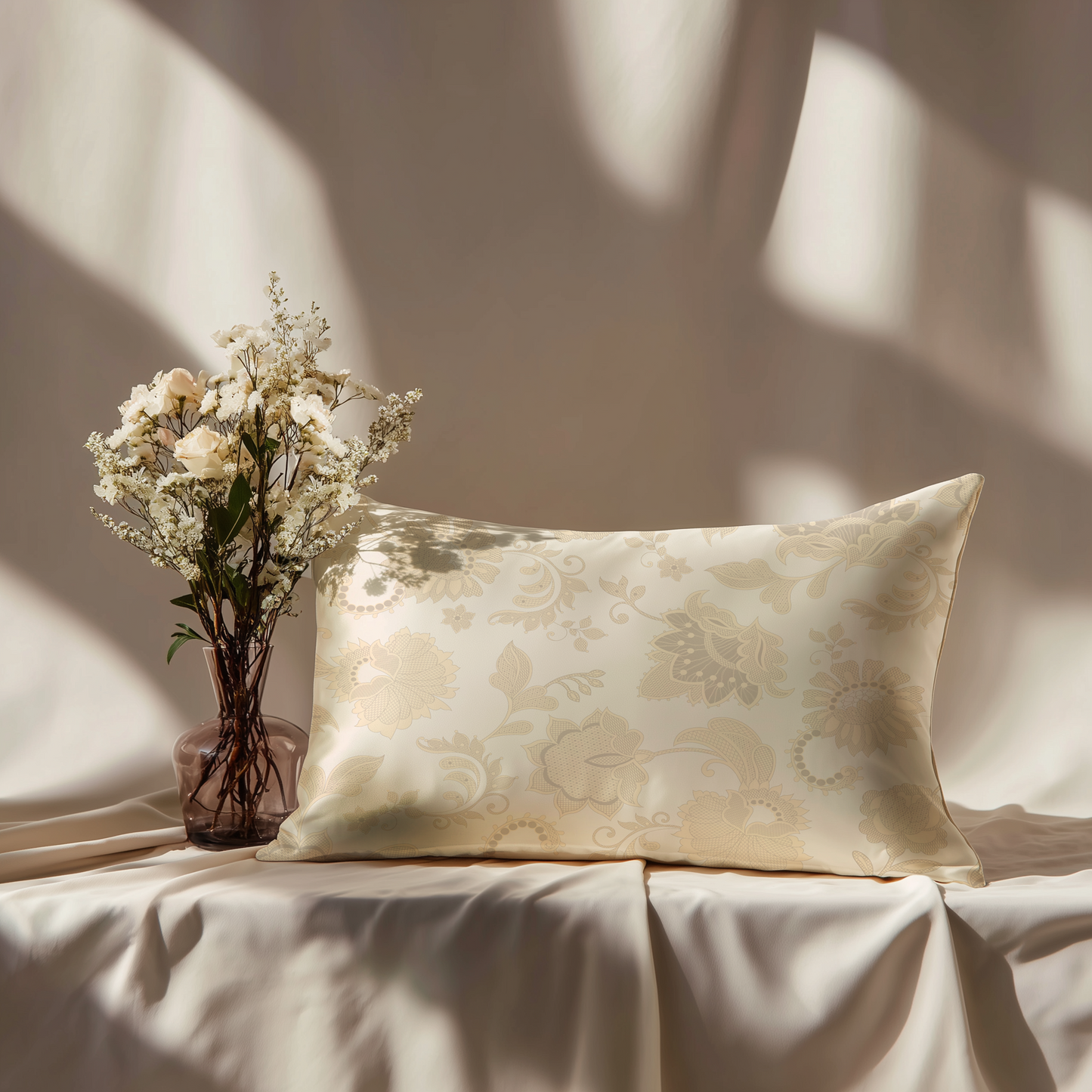 Legacy Lace Silk Pillowcase in Ecru