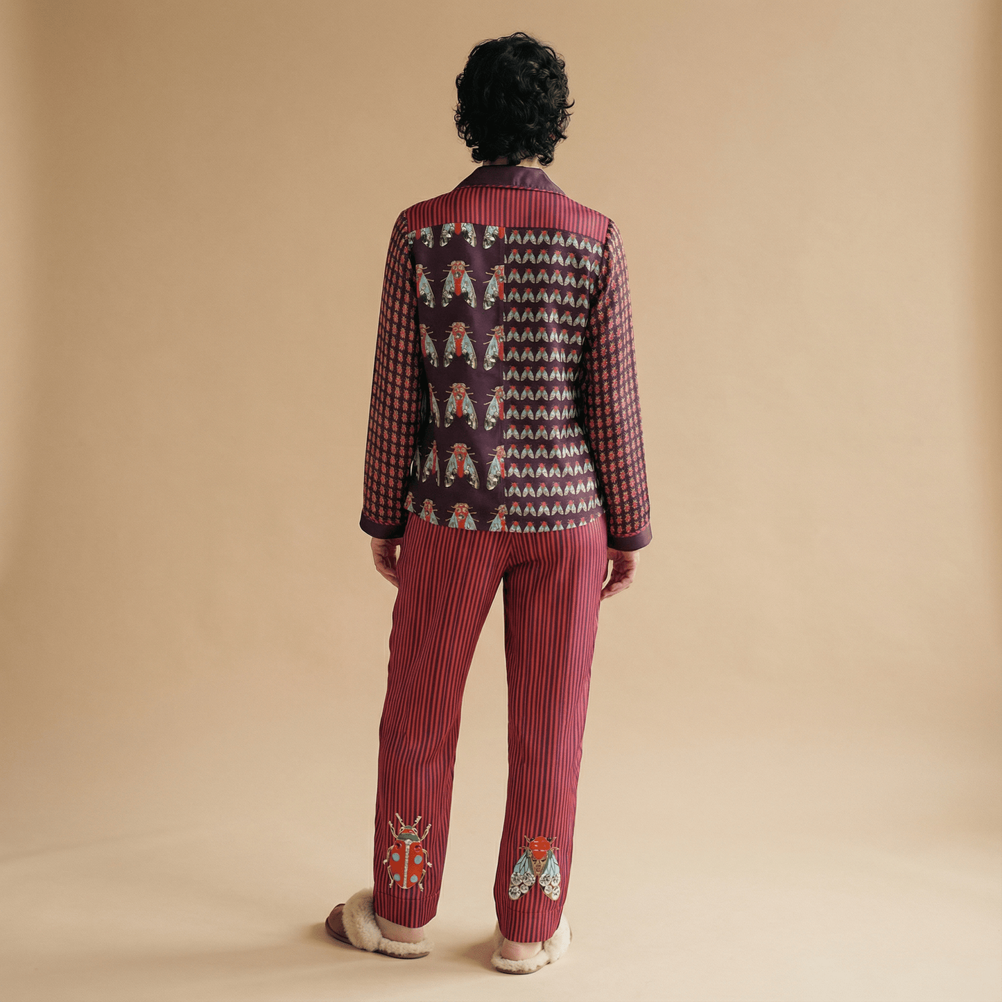 The Entomologist's Garden Silk Pajama Pants in Jeweled