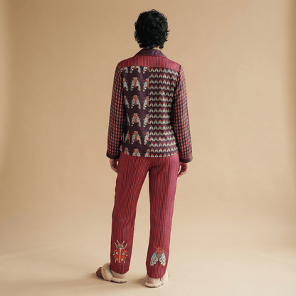The Entomologist's Garden Silk Pajama Pants in Jeweled