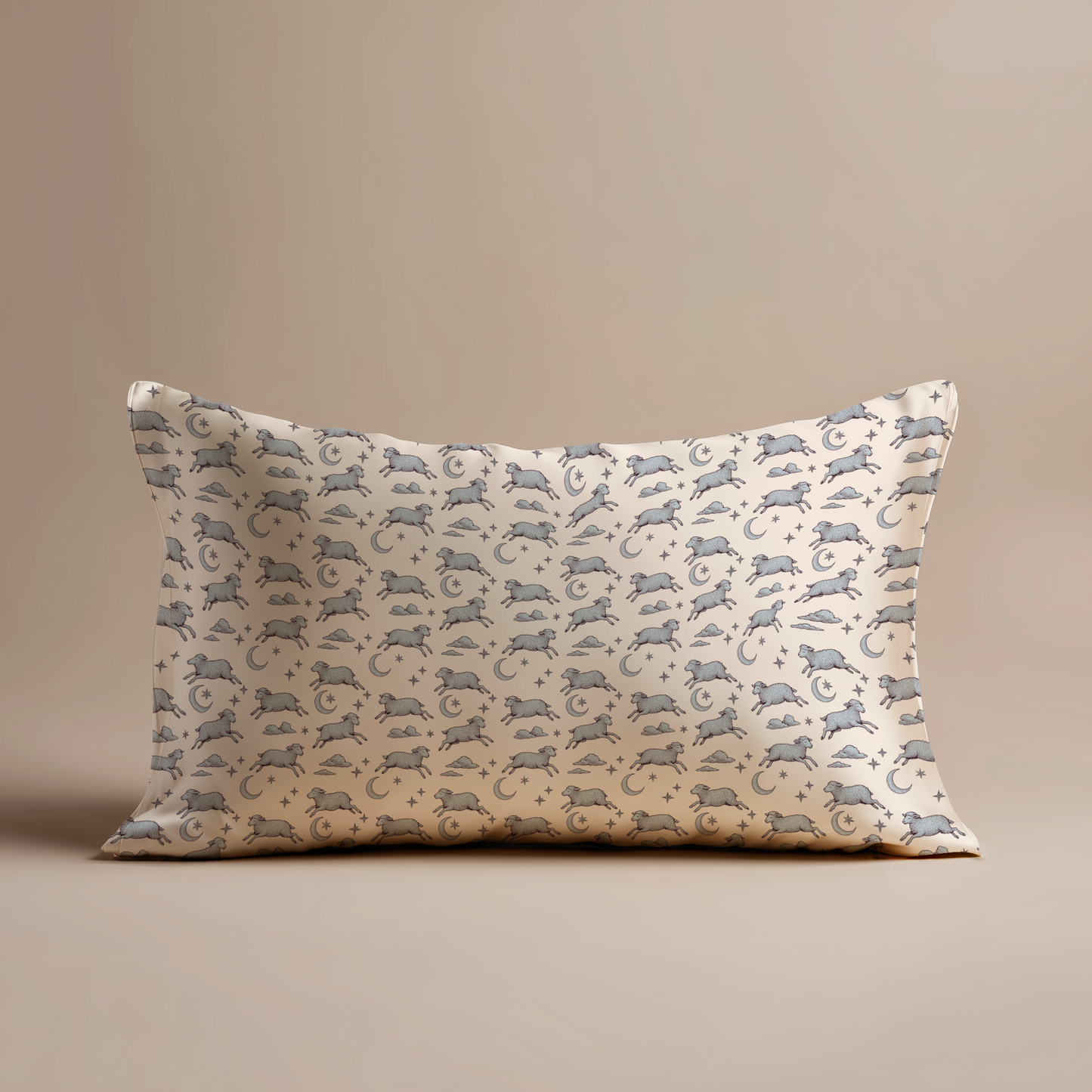 Counting Sheep Silk Pillowcase in Moonbeam