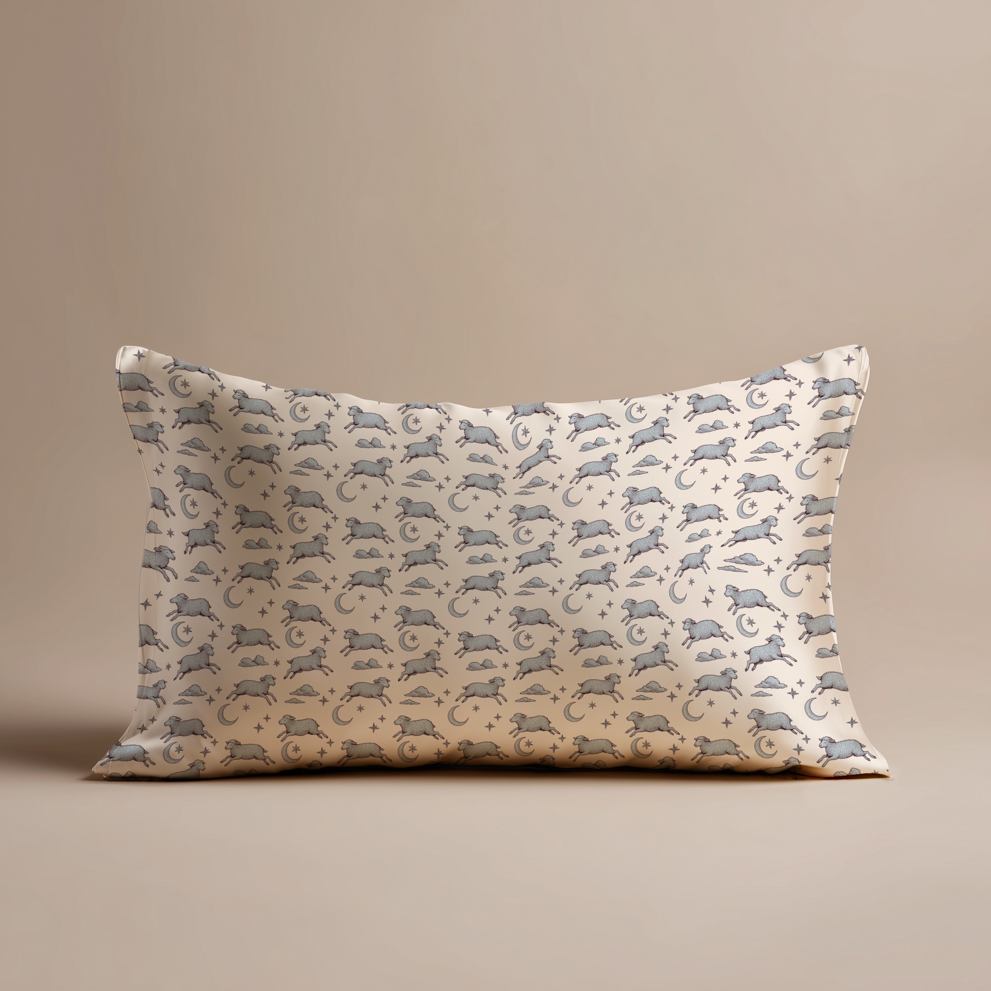 Counting Sheep Silk Pillowcase in Moonbeam