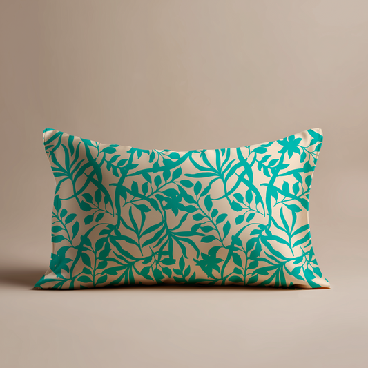 Figi Floral Silk Pillowcase in Aqua