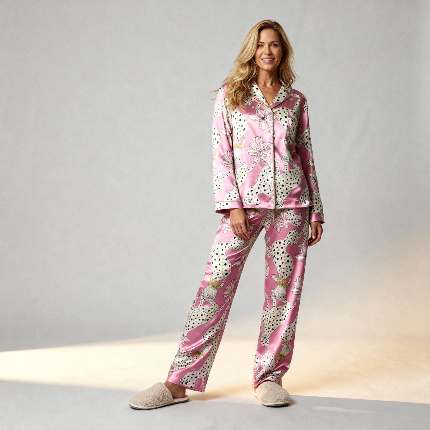 Sketching Summer Silk Pajama Top in Pink