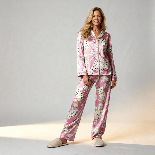 Sketching Summer Silk Pajama Top in Pink