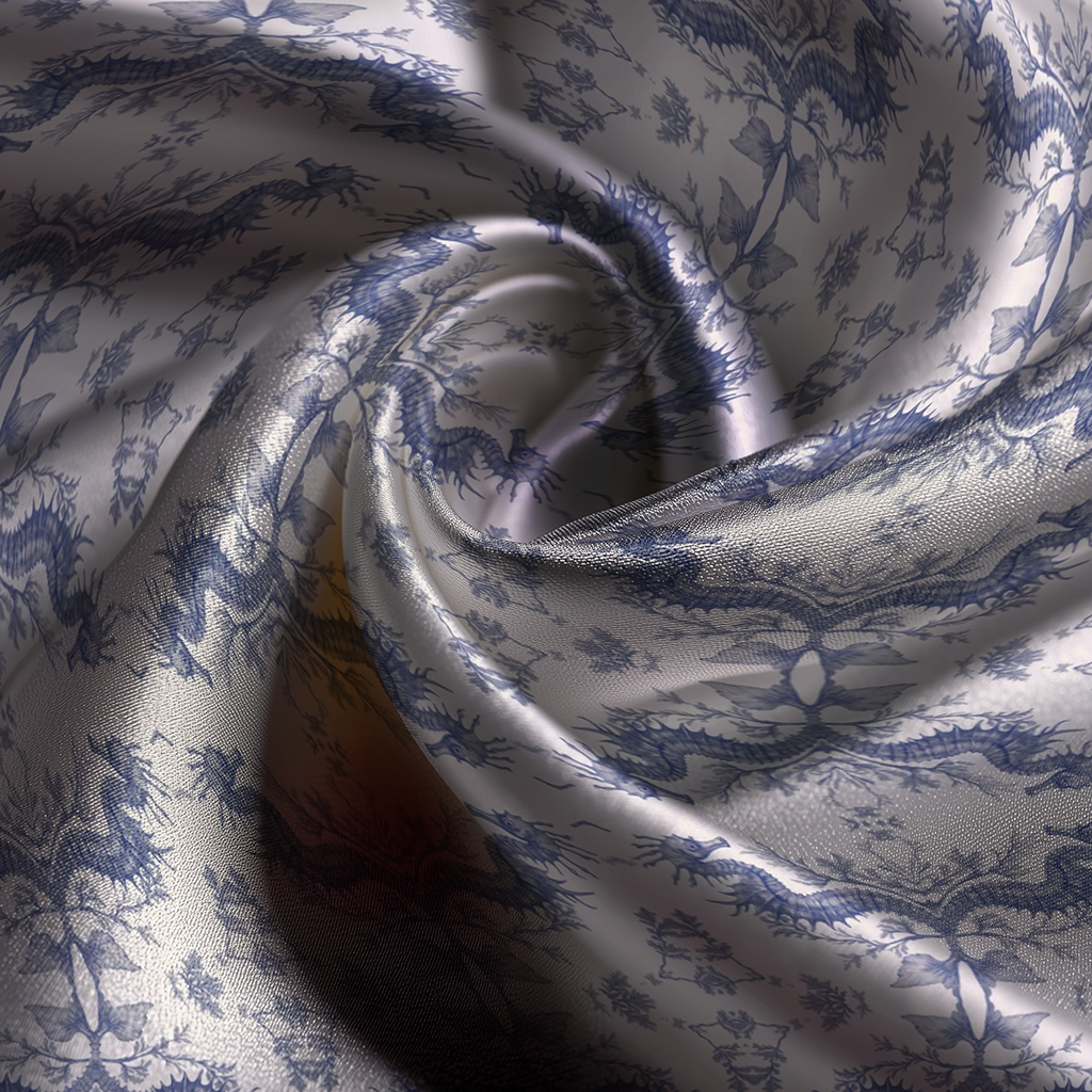 Seahorse Toile Silk Pillowcase in Classic