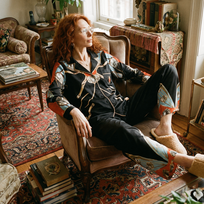 The Metamorphosis Silk Pajama Pants in Jewel Box Dreams 