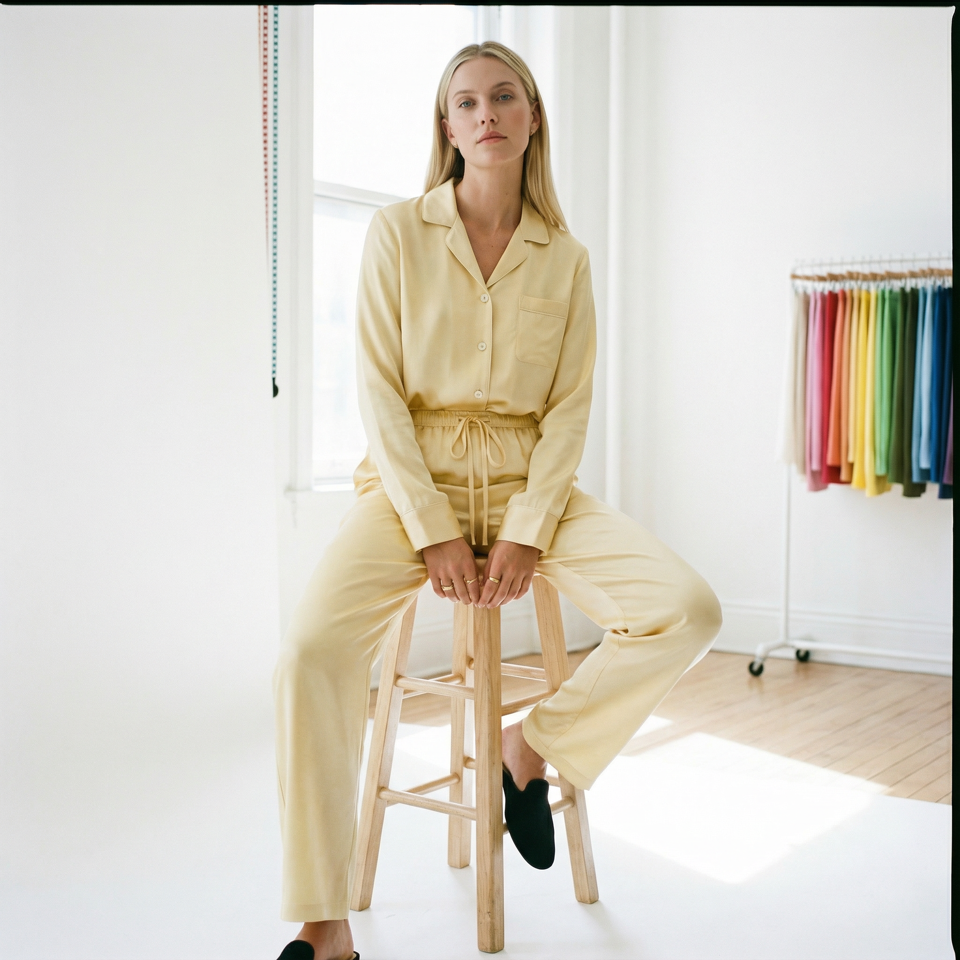 Light Spring Silk Pajama Pants in Lemon Posset | Seasonal Color Analysis