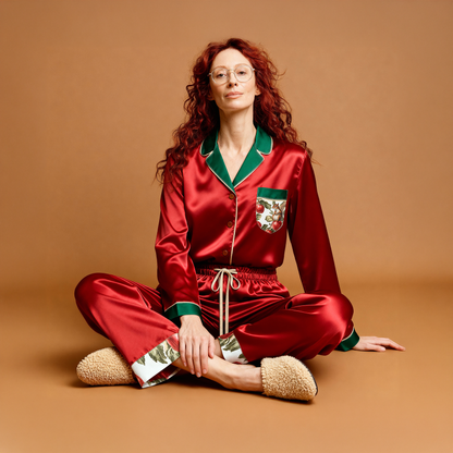 Orchard Mischief Silk Pajama Shirt in Classic