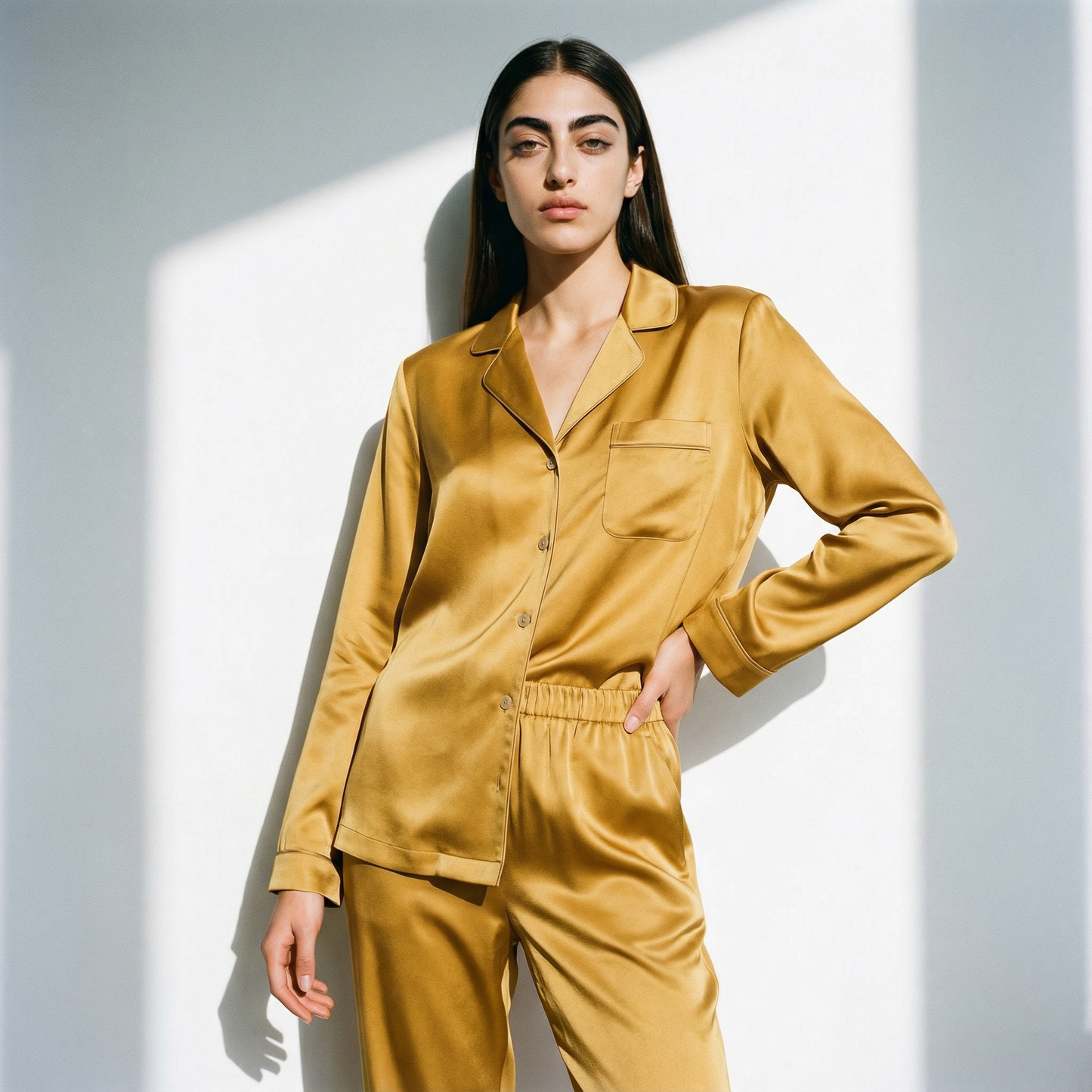 Warm Autumn Silk Pajama Shirt in Goldenrod | Seasonal Color Analysis