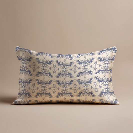 Seahorse Toile Silk Pillowcase in Classic