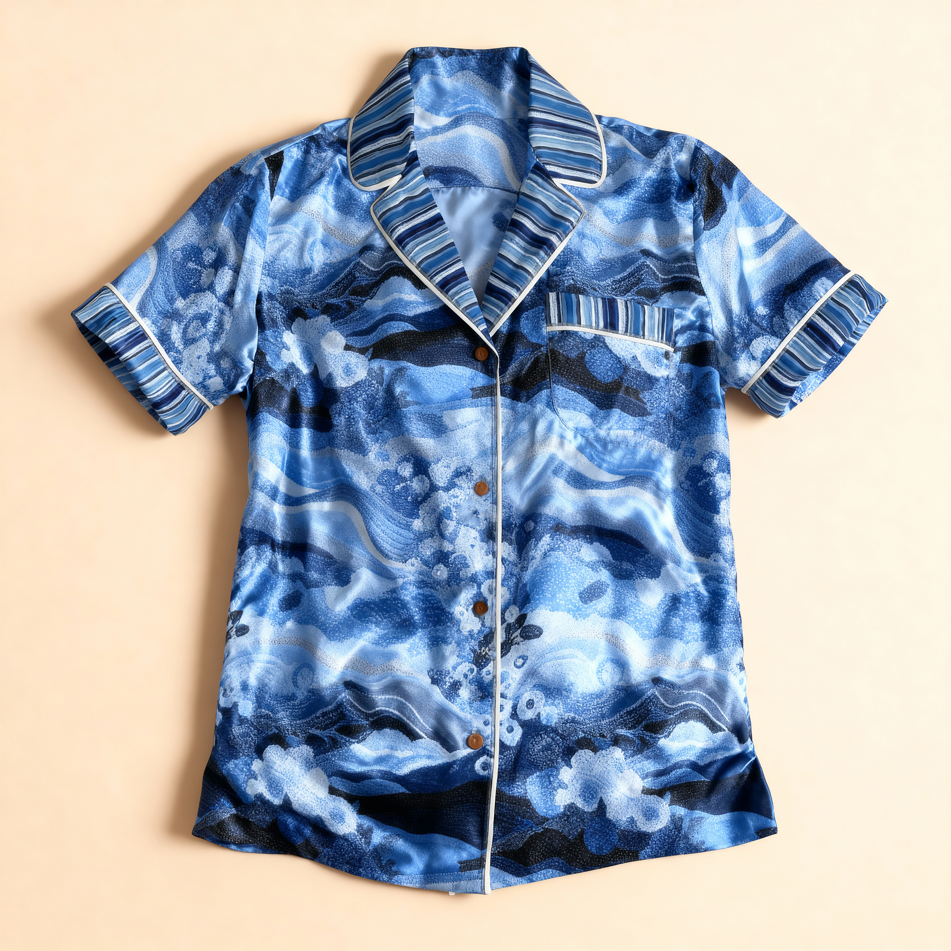 Dawn Silk Pajama Top in Blue Whisper