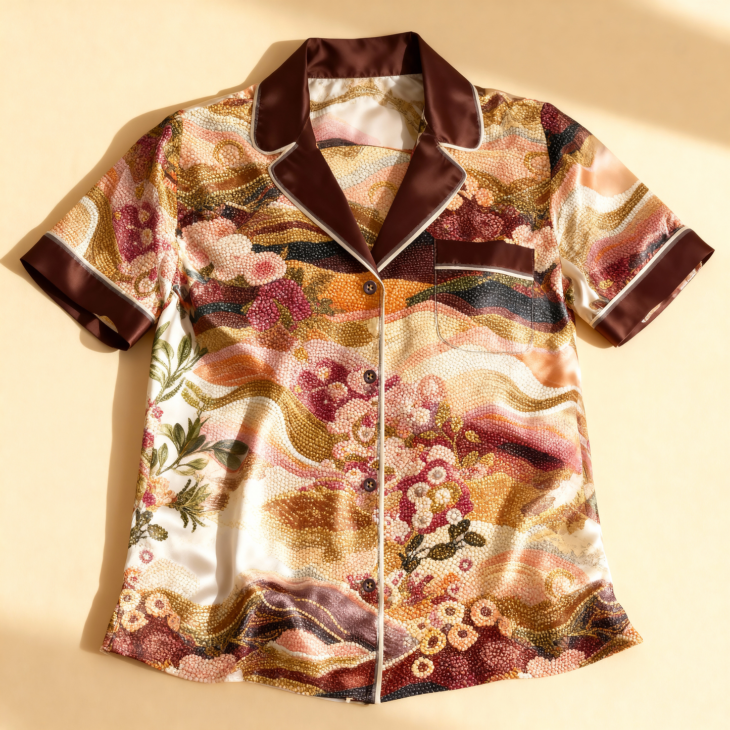 Dawn Silk Pajama Top in Golden Dusk