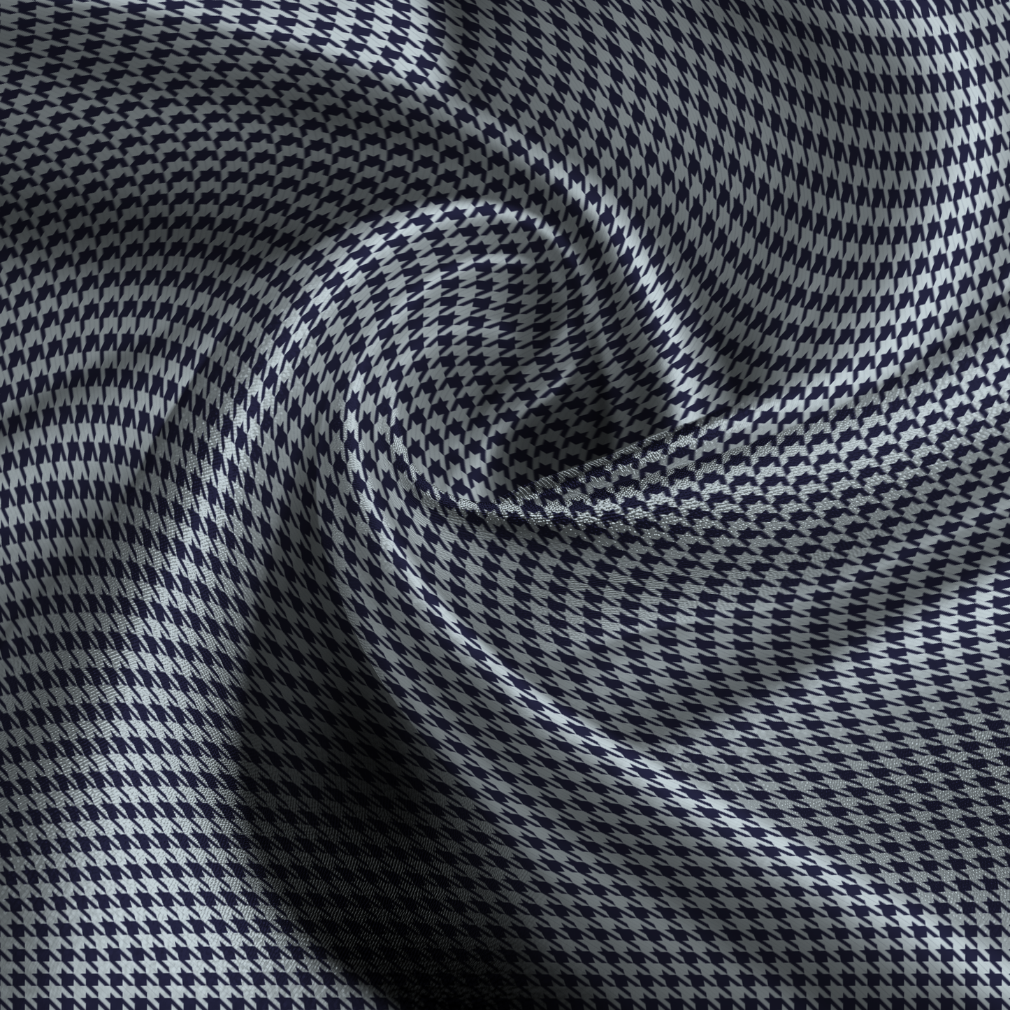 Houndstooth Silk Pillowcase in Midnight