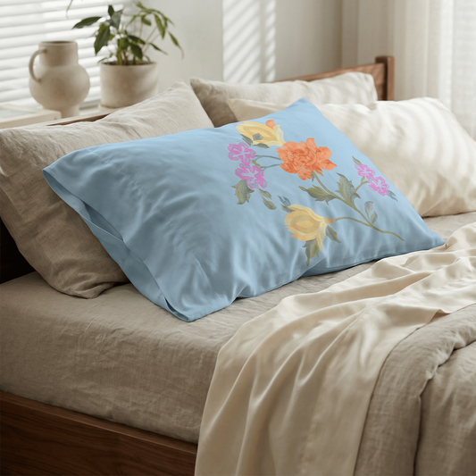 Pillowcase | Blue Stitch Florals