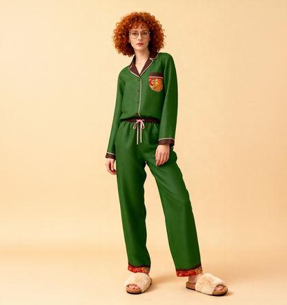 Wild Garden Silk Pajama Shirt in Magic Tiger
