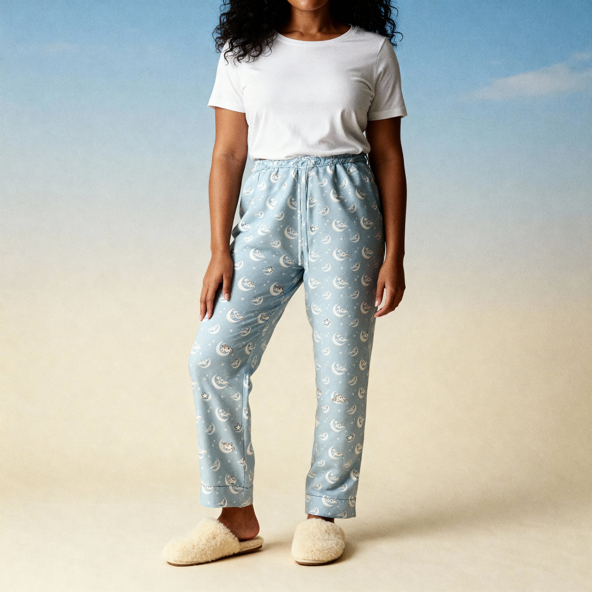 Over the Moon Flannel Pajama Pants in Moonstone