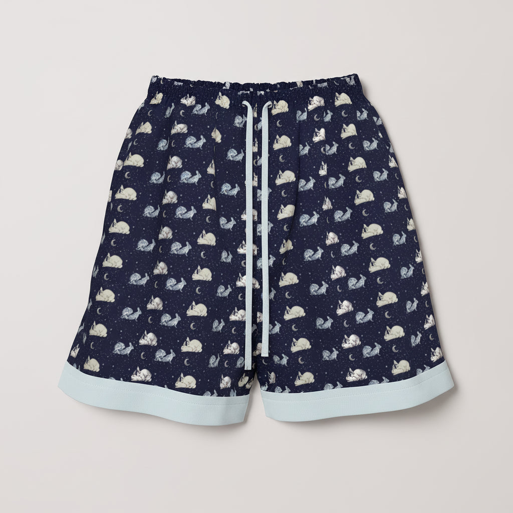 Like Rabbits Silk Pajama Shorts in Midnight