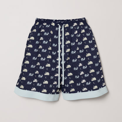 Like Rabbits Silk Pajama Shorts in Midnight