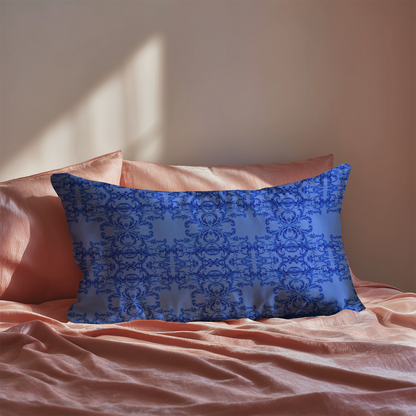 Mermaid Toile Silk Pillowcase in Sapphire