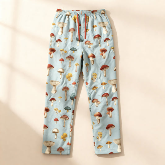 Mr Mushroom Men's Pajama Pants in Mint Fungus