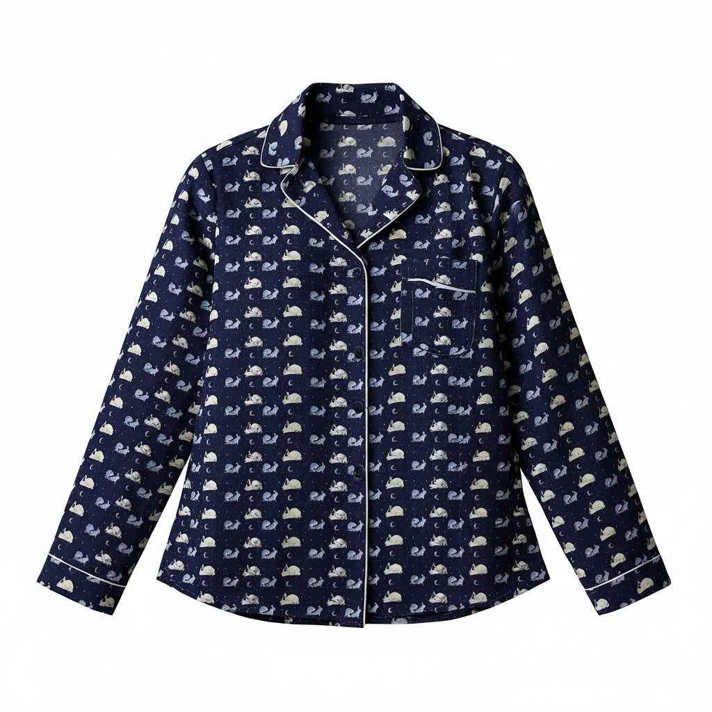 Like Rabbits Silk Pajama Top in Midnight