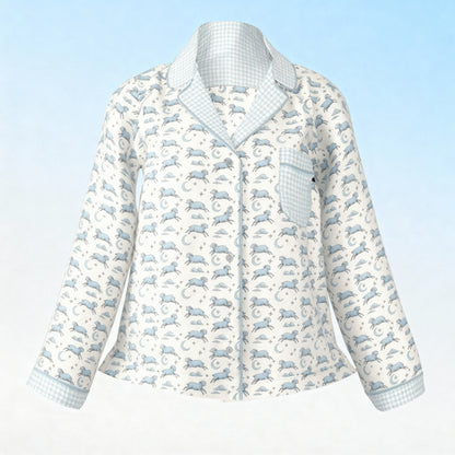 Counting Sheep Flannel Pajama Top in Moonbeam Houndstooth