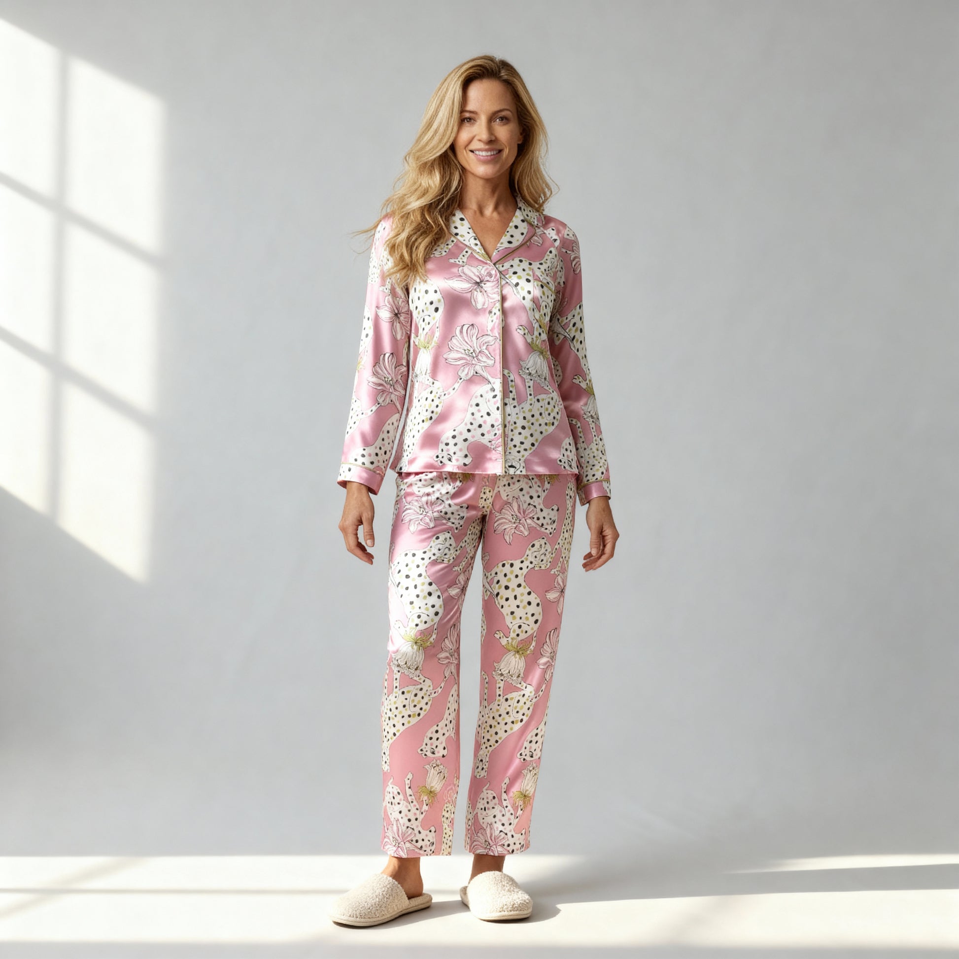 Sketching Summer Silk Pajama Top in Pink