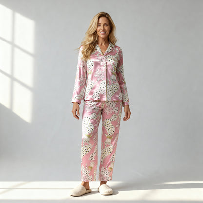 Sketching Summer Silk Pajama Top in Pink