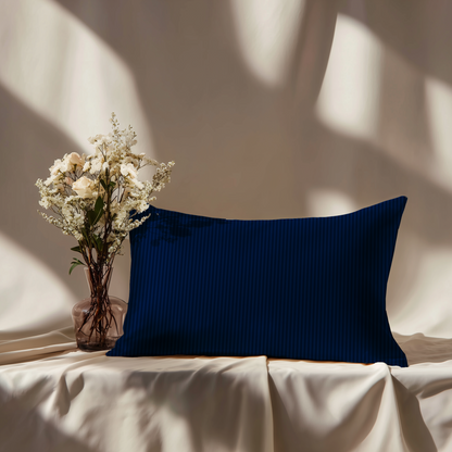 Hotel Stripe Silk Pillowcase in Navy