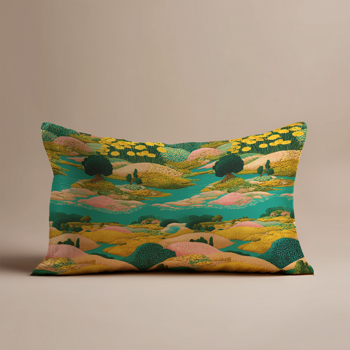 Meadow Silk Pillowcase in Early Spring